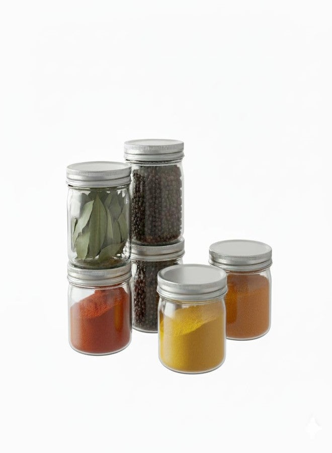 All Time Transparent Plastic Storage Jar Set of 6 (115ml Each) | Airtight, BPA-Free Kitchen Containers - Stackable Design - Image 1